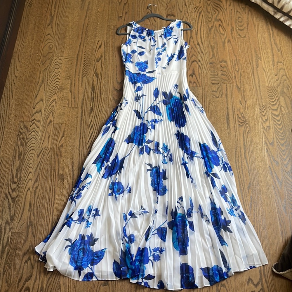 Hobbs London Blue and White Floral Talia Maxi Gown